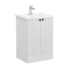 Vitra Root Groove 69325 Lavabo Dolabı, Kapaklı, 60 Cm,Yerden, Mat Açık Gri, Köşeli Lavabolu